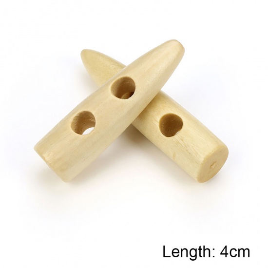 Picture of Wood Horn Buttons Scrapbooking Two Holes Marquise Natural 40mm, 20 PCs
