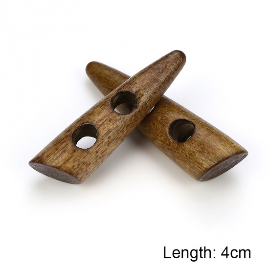 Picture of Natural Wood Horn Buttons Scrapbooking Two Holes Marquise Light Coffee 40mm, 20 PCs