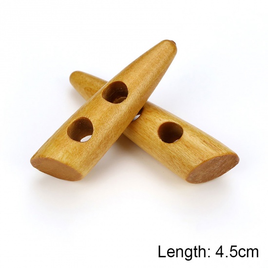 Picture of Natural Wood Horn Buttons Scrapbooking Two Holes Marquise Beige 45mm, 20 PCs