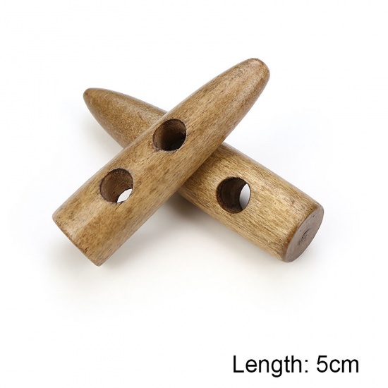 Picture of Wood Horn Buttons Scrapbooking Two Holes Marquise Light Coffee 50mm, 20 PCs