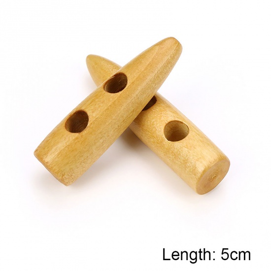 Picture of Wood Horn Buttons Scrapbooking Two Holes Marquise Beige 50mm, 20 PCs