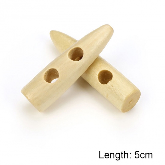 Picture of Wood Horn Buttons Scrapbooking Two Holes Marquise Natural 50mm, 20 PCs
