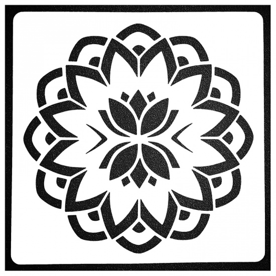 Immagine di White - Plastic Creative Datura Flowers Mandala DIY Drawing Template Stencil 13x13cm, 2 PCs
