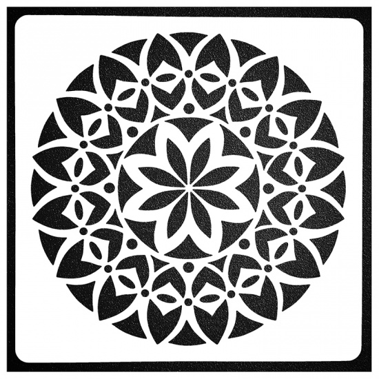 Immagine di White - Plastic Creative Datura Flowers Mandala DIY Drawing Template Stencil 13x13cm, 2 PCs