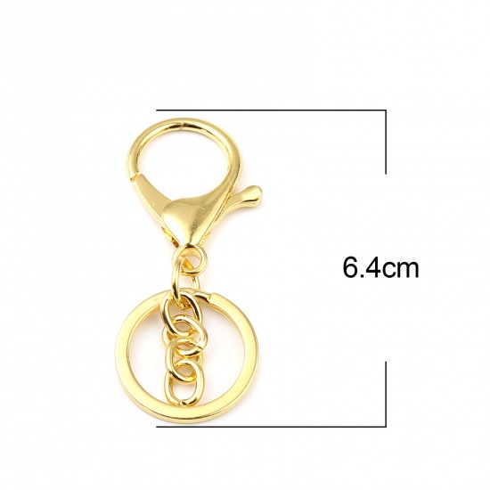 Picture of Iron Based Alloy Keychain & Keyring Gold Plated Circle Ring 64mm x 25mm, 5 PCs