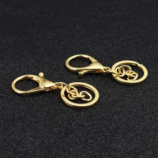 Picture of Iron Based Alloy Keychain & Keyring Gold Plated Circle Ring 64mm x 25mm, 5 PCs