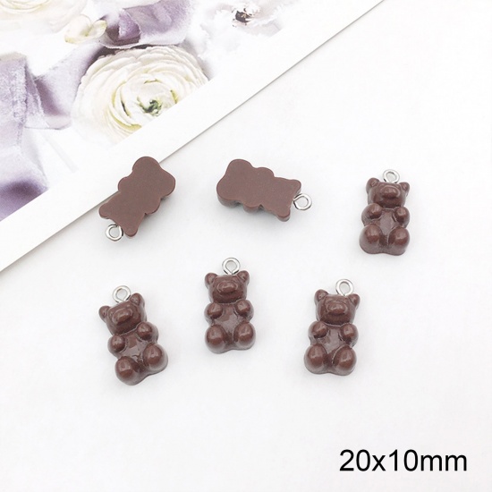 Picture of Zinc Based Alloy & Resin Charms Candy Bear Coffee 20mm x 10mm, 10 PCs
