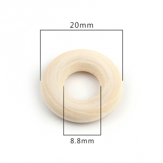Picture of Wood Closed Soldered Jump Rings Findings Circle Ring Creamy-White 20mm Dia, 100 PCs