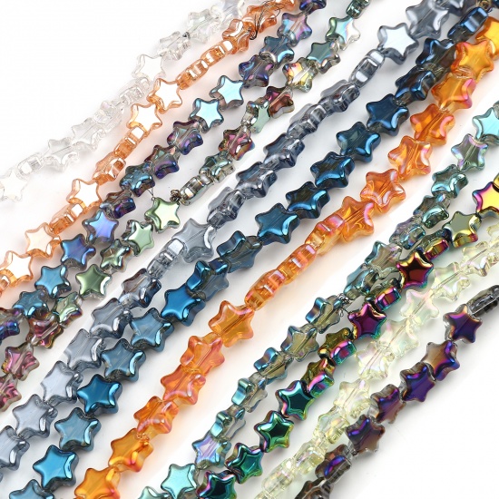 Picture of Glass AB Rainbow Color Aurora Borealis Beads Pentagram Star Gray AB Rainbow Color Plating About 9mm x 9mm, Hole: Approx 1.1mm, 70cm(27 4/8") - 69cm(27 1/8") long, 1 Strand (Approx 80 PCs/Strand)