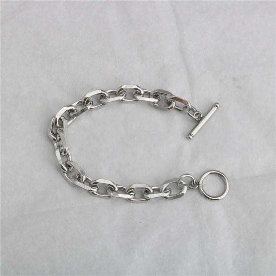 Image de Chaînes Accessoires Bracelets en Acier Inoxydable Argent Mat 18cm long, 1 Pièce