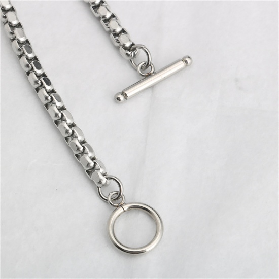 Picture of Stainless Steel Box Chain Findings Bracelets Silver Tone 16cm(6 2/8") long, 1 Piece
