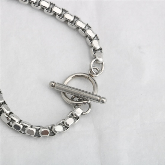 Picture of Stainless Steel Box Chain Findings Bracelets Silver Tone 16cm(6 2/8") long, 1 Piece