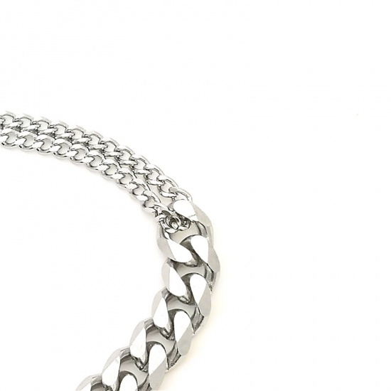Immagine di Acciaio Inossidabile Catena SingolareAccessore Braccialetti Tono Argento 16cm Lunghezza, 1 Pz