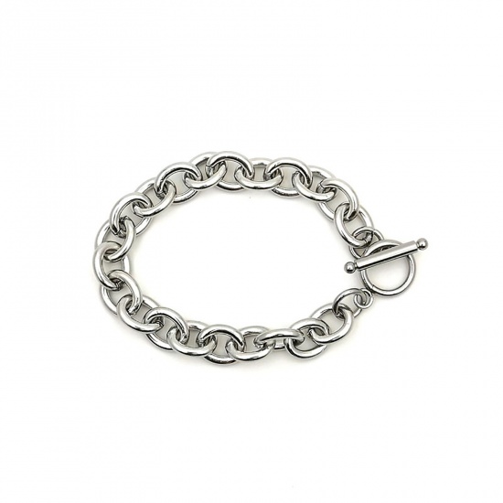 Picture of Stainless Steel Link Chain Findings Bracelets Silver Tone 18cm(7 1/8") long, 1 Piece