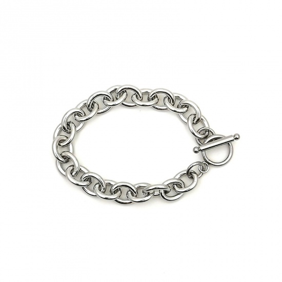 Picture of Stainless Steel Link Chain Findings Bracelets Silver Tone 16cm(6 2/8") long, 1 Piece