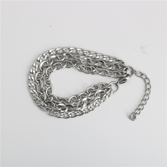 Picture of Stainless Steel Link Chain Findings Bracelets Silver Tone 16cm(6 2/8") long, 1 Piece