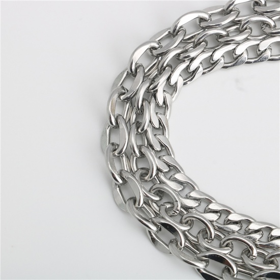 Picture of Stainless Steel Link Chain Findings Bracelets Silver Tone 16cm(6 2/8") long, 1 Piece