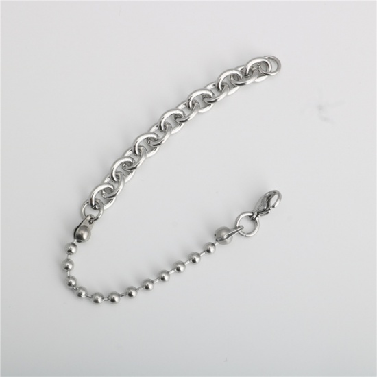 Picture of Stainless Steel Ball Chain Findings Bracelets Silver Tone 18cm(7 1/8") long, 1 Piece