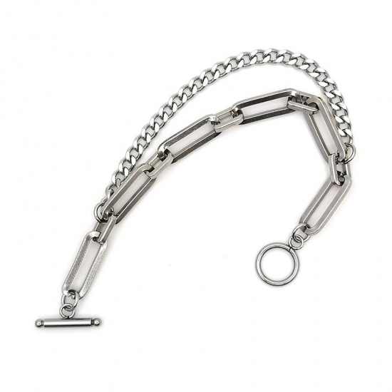 Picture of Stainless Steel Ball Chain Findings Bracelets Silver Tone 18cm(7 1/8") long, 1 Piece