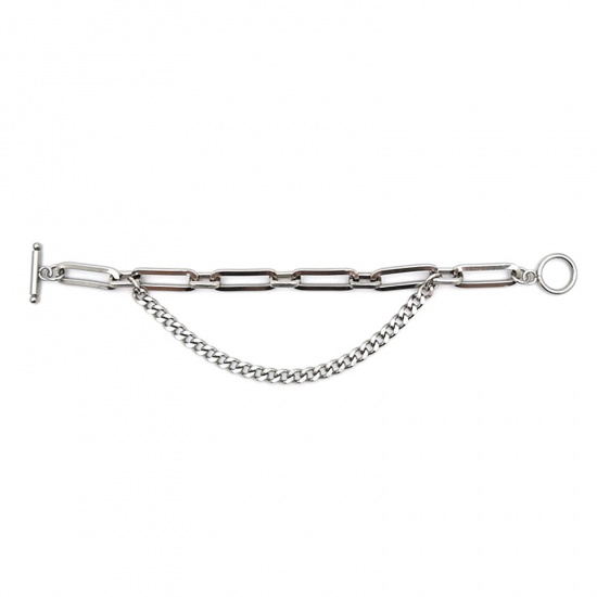 Picture of Stainless Steel Ball Chain Findings Bracelets Silver Tone 18cm(7 1/8") long, 1 Piece