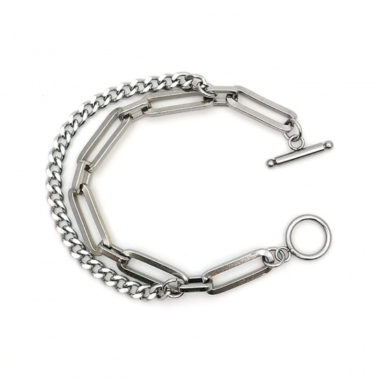Picture of Stainless Steel Ball Chain Findings Bracelets Silver Tone 18cm(7 1/8") long, 1 Piece