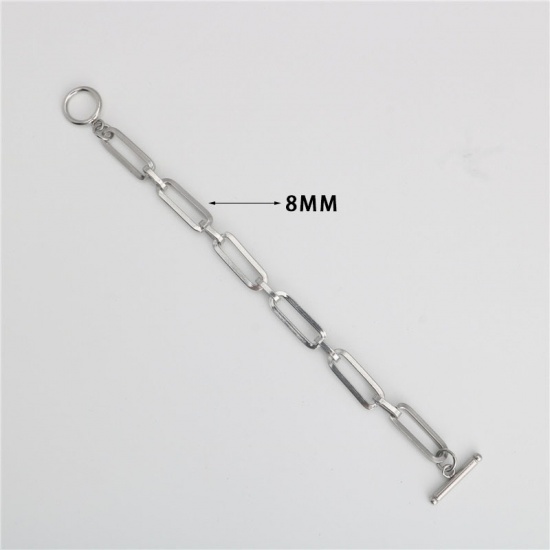 Picture of Stainless Steel Link Cable Chain Findings Silver Tone Oval 16cm(6 2/8") long, 1 Piece