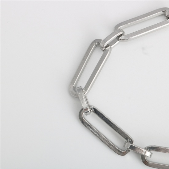 Picture of Stainless Steel Link Cable Chain Findings Silver Tone Oval 16cm(6 2/8") long, 1 Piece