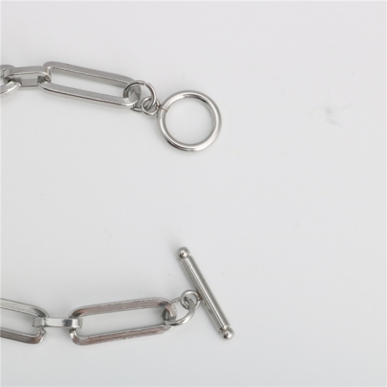 Picture of Stainless Steel Link Cable Chain Findings Silver Tone Oval 16cm(6 2/8") long, 1 Piece