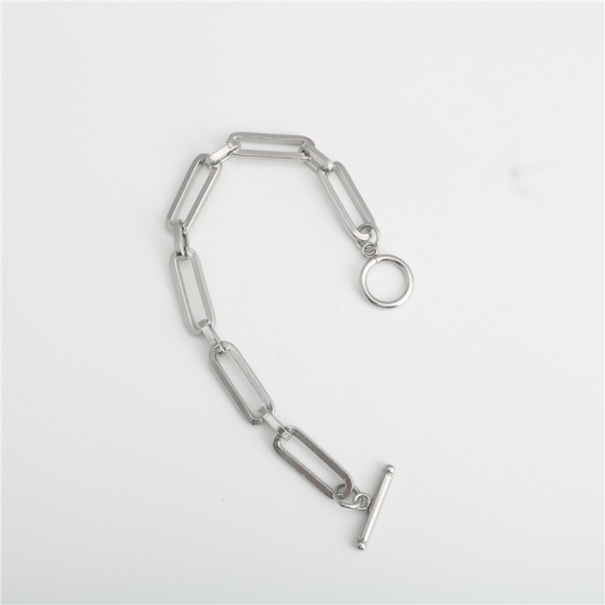 Picture of Stainless Steel Link Cable Chain Findings Silver Tone Oval 16cm(6 2/8") long, 1 Piece