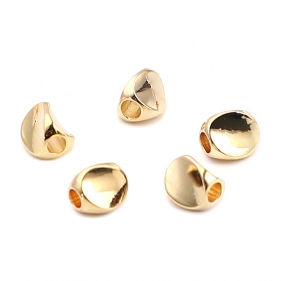 Picture of Brass Beads Irregular 18K Real Gold Plated About 5mm x 4mm, Hole: Approx 1.5mm, 10 PCs                                                                                                                                                                        
