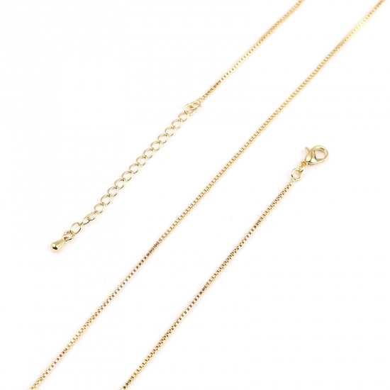 Picture of Copper Box Chain Necklace 18K Real Gold Plated 46cm(18 1/8") long, Chain Size: 1.2mm, 1 Piece