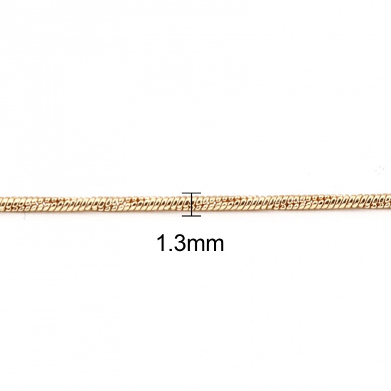 Picture of Brass Snake Chain Necklace 18K Real Gold Plated 45.5cm(17 7/8") long, Chain Size: 1.3mm, 1 Piece                                                                                                                                                              