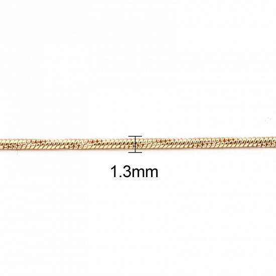 Immagine di Ottone Catena di Serpente Collana 18K Vero Oro Placcato 45.5cm Lunghezza, Dimensione Catena: 1.3mm, 1 Pz