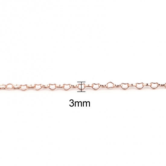 Immagine di Ottone Catena Collana Cuore 18k Oro Placcato 46.2cm Lunghezza, Dimensione Catena: 3x2mm, 1 Pz