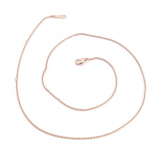 Picture of Brass Link Chain Necklace 18K Rose Gold Plated 45.2cm(17 6/8") long, Chain Size: 1.8x1.4mm, 1 Piece                                                                                                                                                           