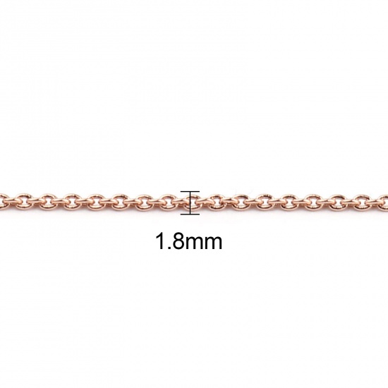 Picture of Brass Link Chain Necklace 18K Rose Gold Plated 45.2cm(17 6/8") long, Chain Size: 1.8x1.4mm, 1 Piece                                                                                                                                                           