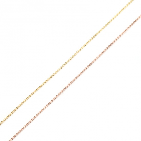 Изображение Латунь Цепи Ожерелья 18k Роуз Позолоченные 45.2см длина, Размер Цепи: 1.8x1.4мм, 1 ШТ                                                                                                                                                                         