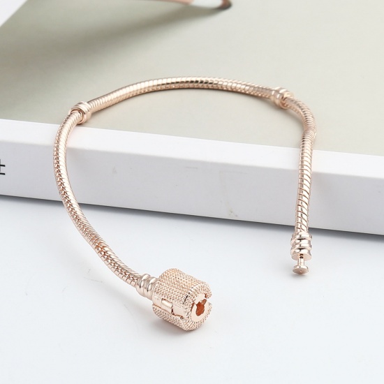 Picture of Copper European Style Bracelets Rose Gold Cylinder Can Open 20cm(7 7/8") long, 1 Piece