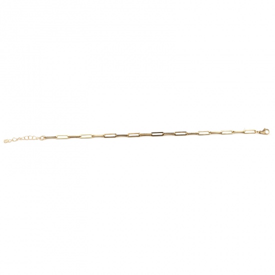 Picture of 1 Piece Vacuum Plating 304 Stainless Steel Stylish Paperclip Chain Anklet Gold Plated Oval 23cm(9") long