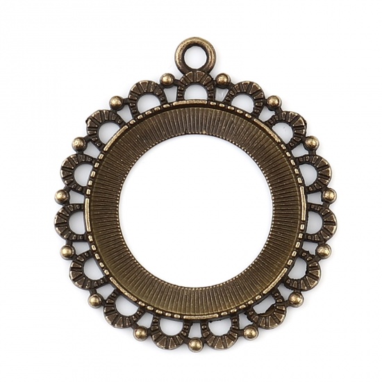 Picture of Zinc Based Alloy Cabochon Settings Pendants Circle Ring Antique Bronze (Fits 3cm ) 4.5cm x 4cm, 20 PCs