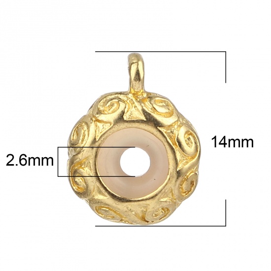 Immagine di Lega di Zinco Stile Europeo Perline Distanziali Stopper con Anima in Gomma Tondo Oro Placcato 14mm x 11mm , 10 Pz
