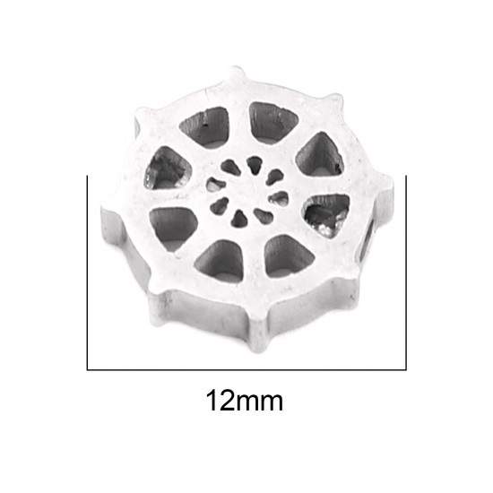 Immagine di 304 Acciaio Inossidabile Perline Timone Tono Argento 12mm x 12mm, Buco: Circa 1.9mm, 3 Pz