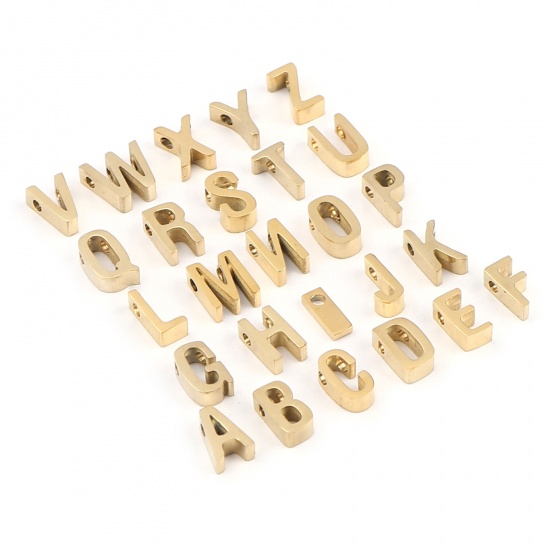 Bild von 304 Edelstahl Perlen Buchstabe Vergoldet Message " V " 8mm x 5mm, Loch: ca. 1.4mm, 2 Stück