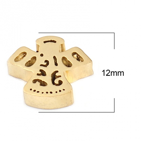 Bild von 304 Edelstahl Religiös Perlen Engel Vergoldet 12mm x 10mm, Loch: ca. 1.7mm, 2 Stück