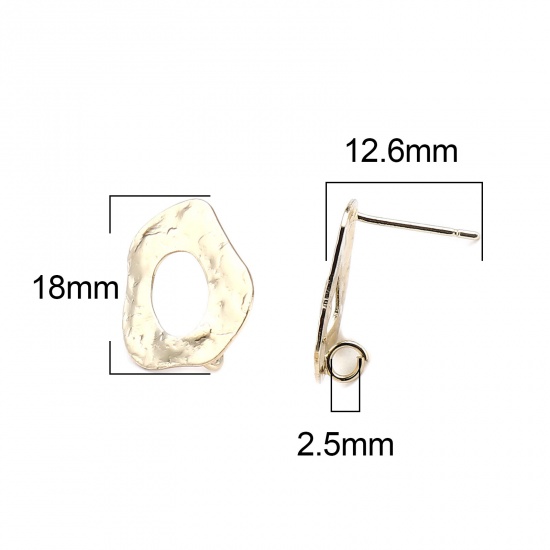 Immagine di Lega di Zinco Orecchini a Perno Tappi di Orecchini Irregolare Oro riempito W/ Loop 18mm x 15mm, Diametro Filo: (21 misura), 2 Paia