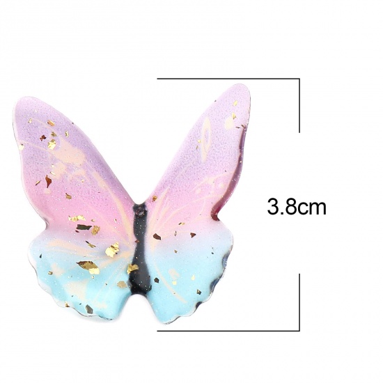 Picture of Resin Insect Pendants Butterfly Animal Purple & Blue Foil 38mm x 38mm, 3 PCs