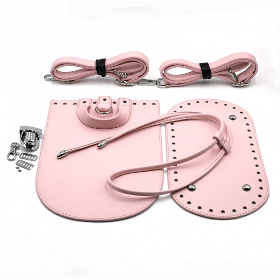 Picture of PU Leather DIY Handmade Craft Materials Accessories For Making Backpack Bag Pink 1 Set ( 7 PCs/Set)