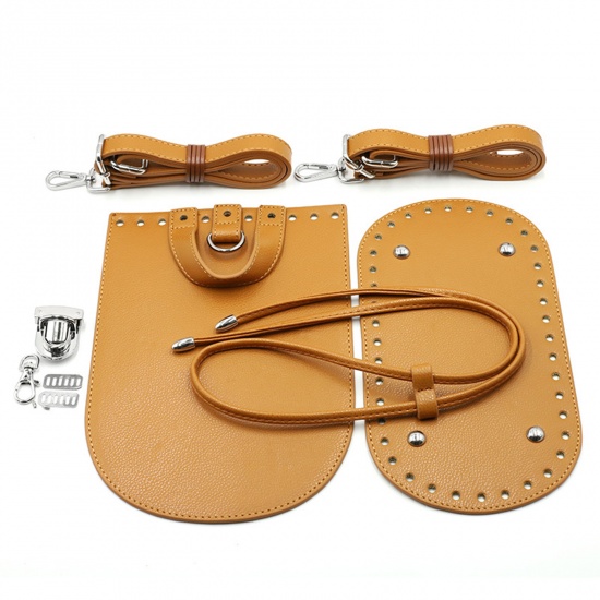 Picture of PU Leather DIY Handmade Craft Materials Accessories For Making Backpack Bag Brown 1 Set ( 7 PCs/Set)