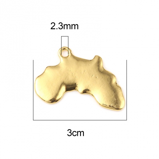 Picture of Zinc Based Alloy Travel Pendants Map Gold Plated Africa 30mm x 25mm, 10 PCs