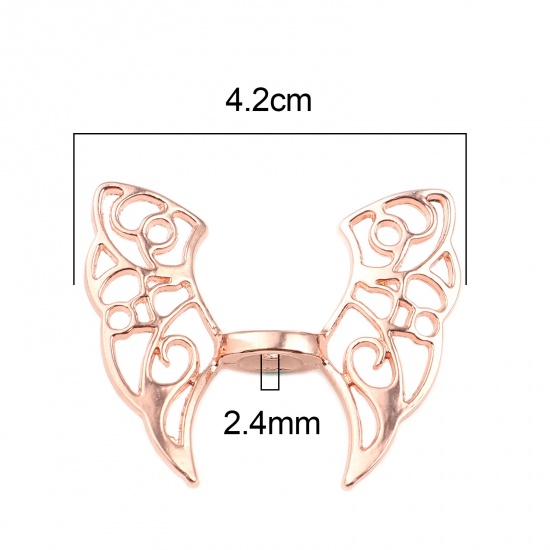 Picture of Zinc Based Alloy Spacer Beads Wing Rose Gold About 42mm x 36mm, Hole: Approx 2.4mm, 10 PCs